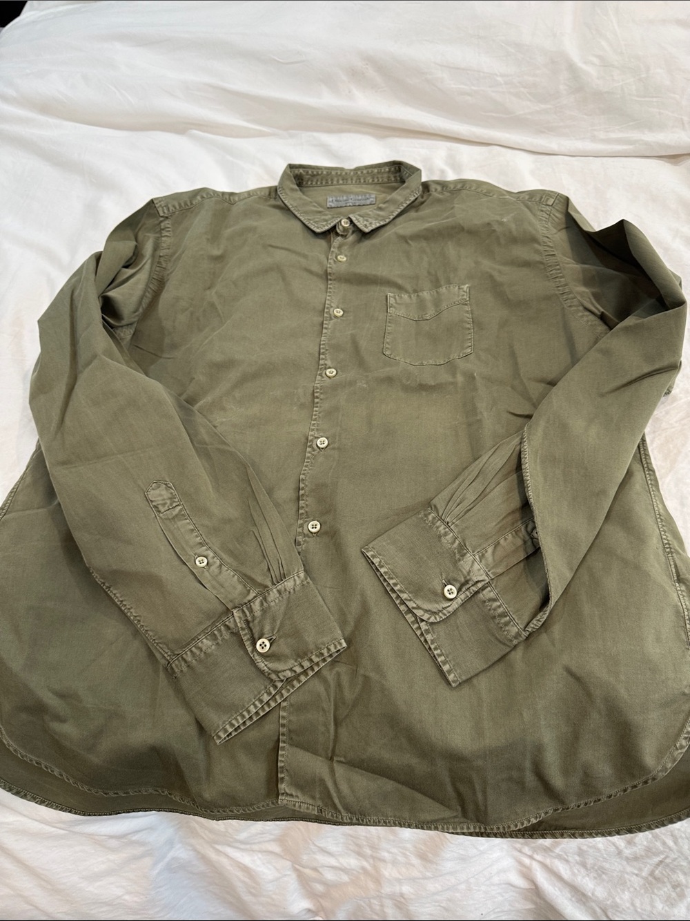 Officine Generale Men's Olive Green Button-Up Shirt Jacket